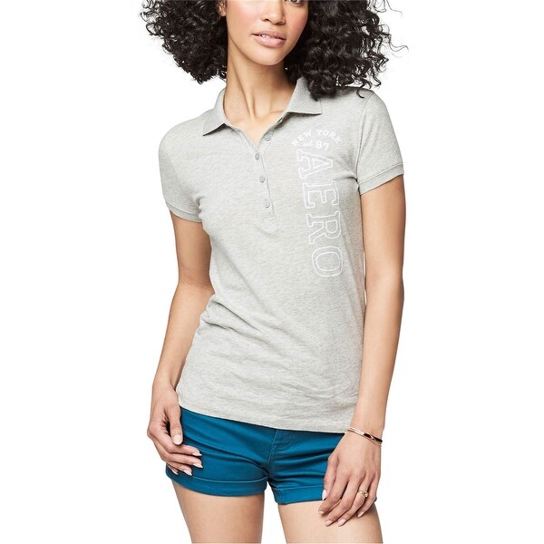 Aeropostale Womens New York Polo Shirt, Grey, X-Large. Opens flyout.
