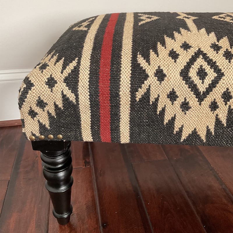 HERAT ORIENTAL Handmade Jute-upholstered Wooden Bench - 48" x 16" x 18"