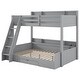 preview thumbnail 17 of 24, Twin over Full Bunk Bed with Storage Shelves, LED Light and a Drawer, Solid Wood Bunk Bedframe with USB Charging Station