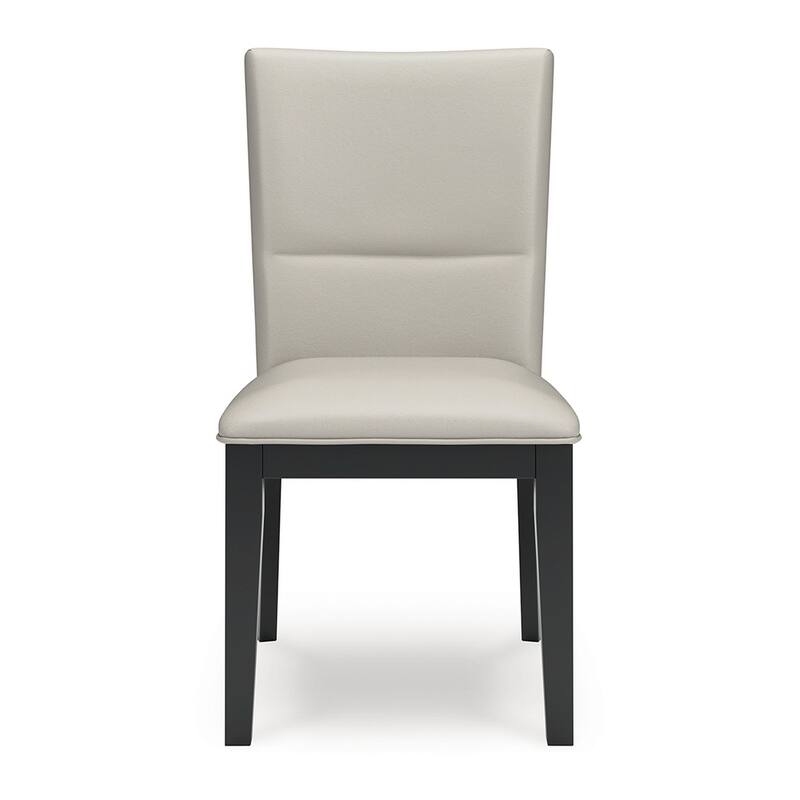 Inari Dining Side Chair Set of 2, Black Legs, Light Gray Faux Leather