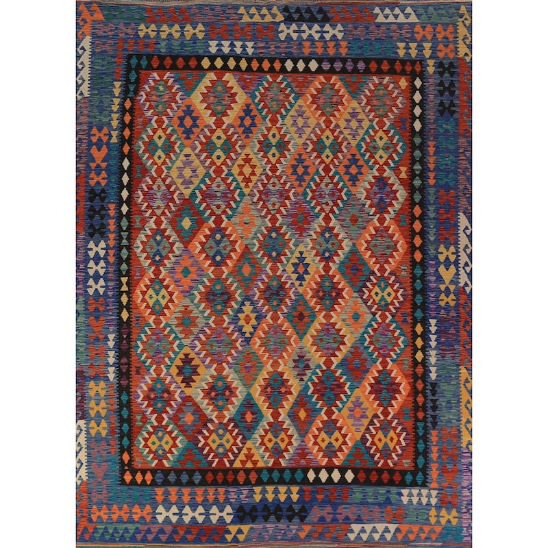 South Western Style Kilim Oriental Area Rug Wool Carpet - 8'5"x 11'2"