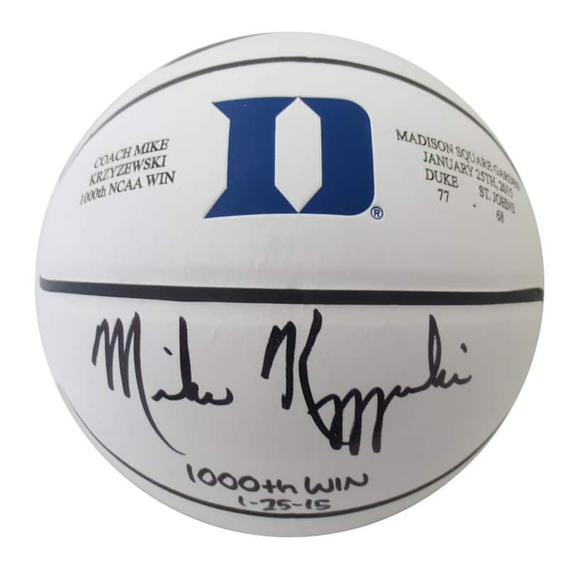 Mike Krzyzewski Autographed Duke Coach K 1000 Win Signed Basketball Steiner Sports COA - 8'6" x 11'6"
