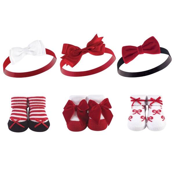 slide 1 of 1, Hudson Baby Infant Girl Headband and Socks Giftset 6pc, Red Bows, One Size - Red Bows Red Bows - One Size