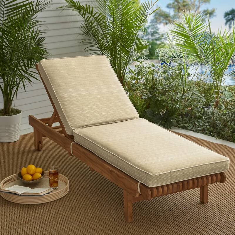 Sorra Home Sunbrella Indoor/Outdoor Chaise Lounge Cushion - 24"W x 73"L x 3"H - Textured Sand