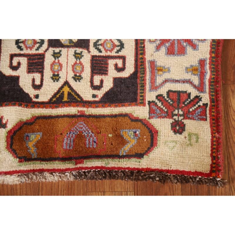 Vegetable Dye Shiraz Persian Antique Rug Hand-knotted Wool Carpet - 3'10"x 5'6"