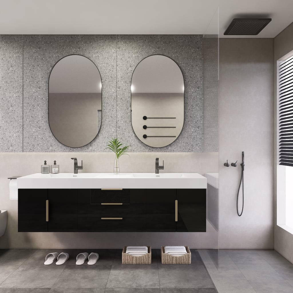 Noble 72" Wall Mounting Vanity with Reinforced Acrylic Double Sink