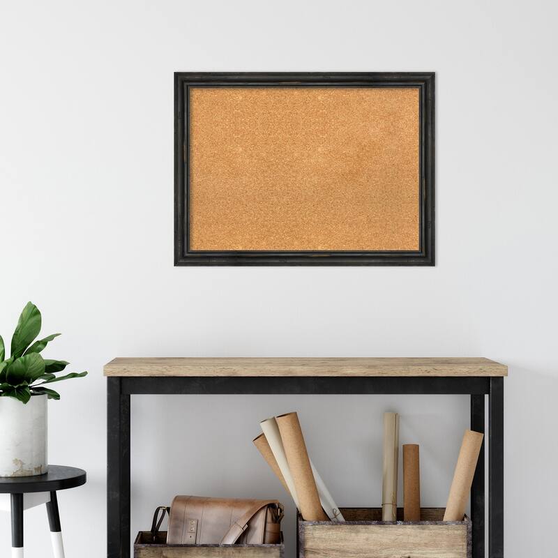 Rustic Pine Narrow Wood Framed Natural Corkboard Bulletin Board