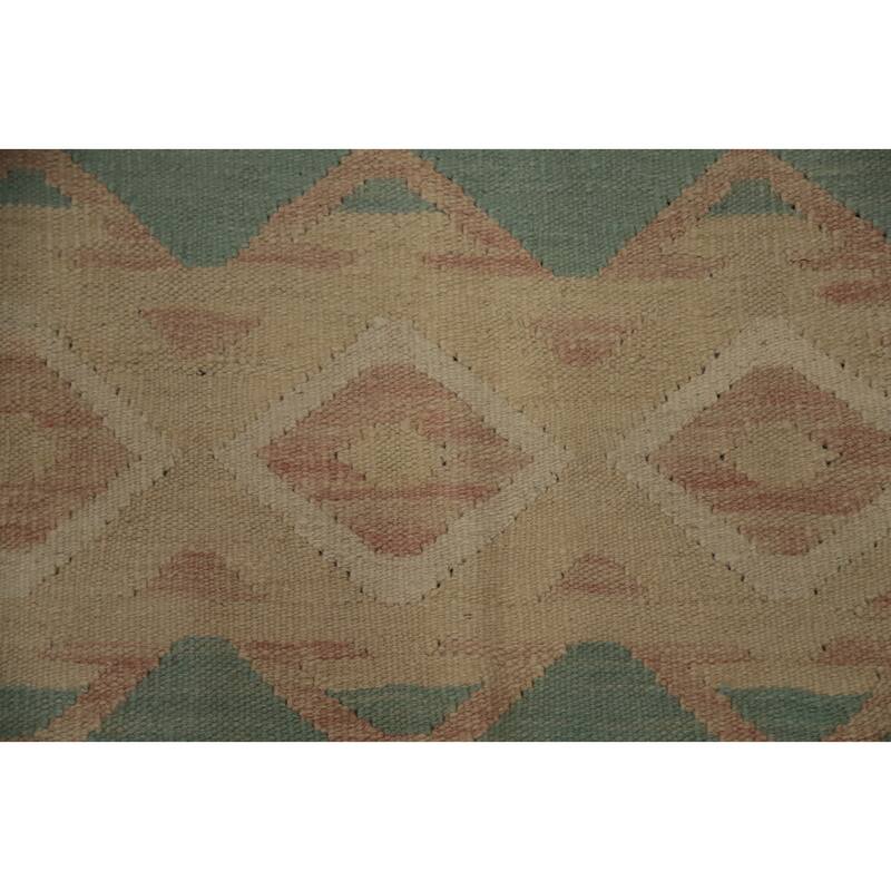 Hand Woven Oriental 100% Wool Carpet Southwestern Tribal Navy Blue & Blues Kilim Area Rug - 9' 9'' X 6' 5''