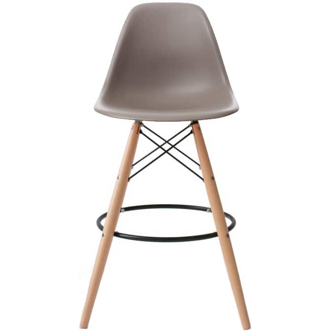 Counter Stool With Back Plastic Molded Wooden Eiffel Base For Kitchen Island Hotel Work High Chair - Grey