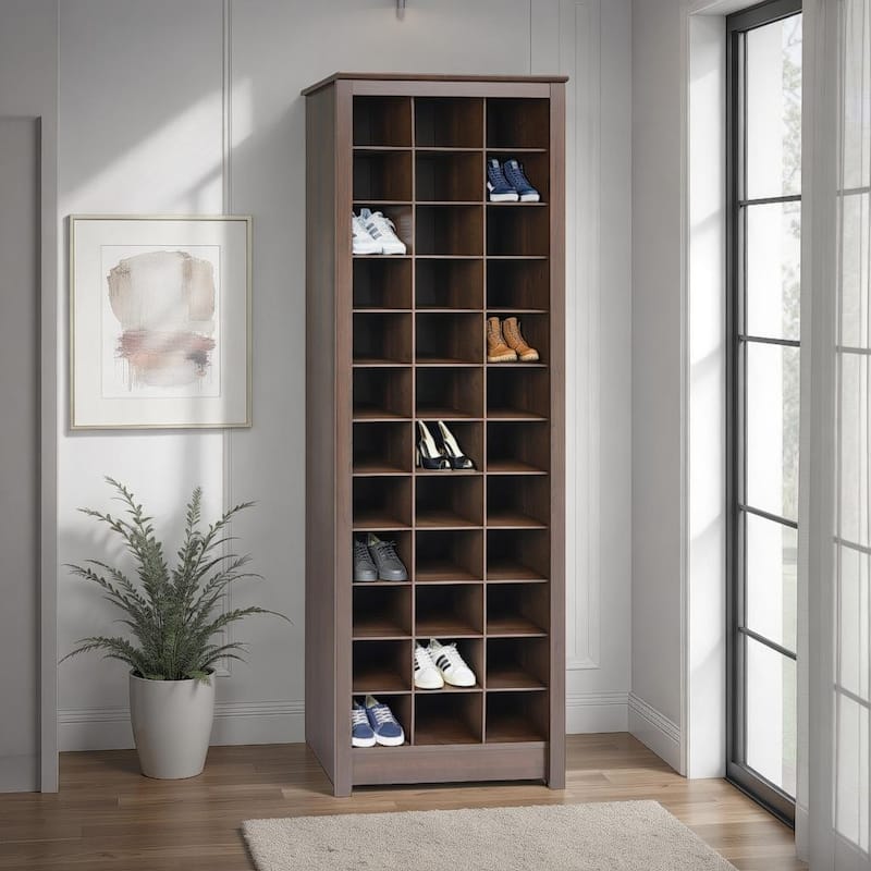 Prepac Everett Espresso Laminate Space-saving Shoe Storage Cabinet