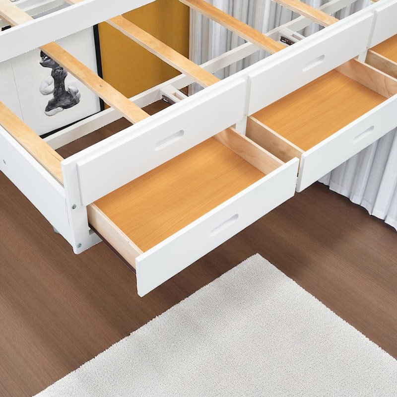 Full Size Platform Bed with Trundle, 3 Drawers, Storage Headboard & USB Charging Ports