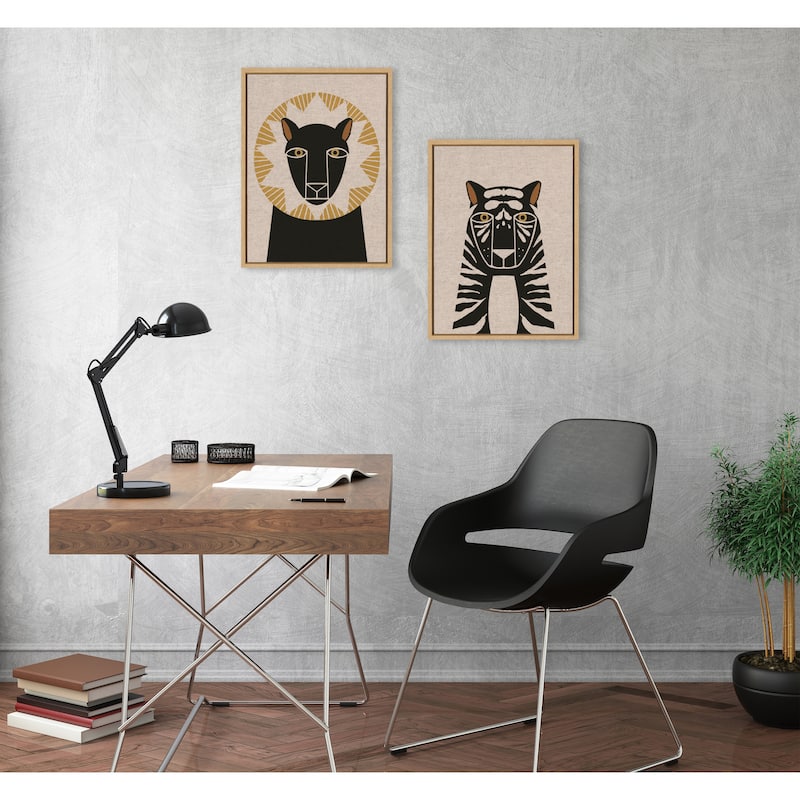 Kate and Laurel Sylvie Lion Tiger Canvas Art by Hannah Beisang