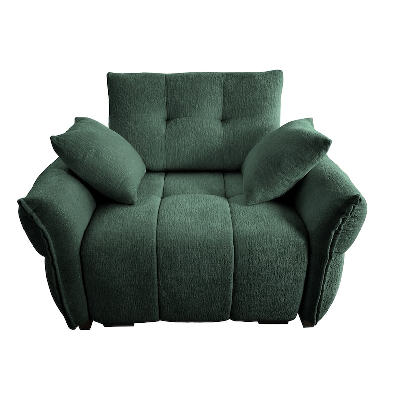 53.94" Chenille 1-Seater Sofa with High-Resilience Support Cushions and Throw Pillows