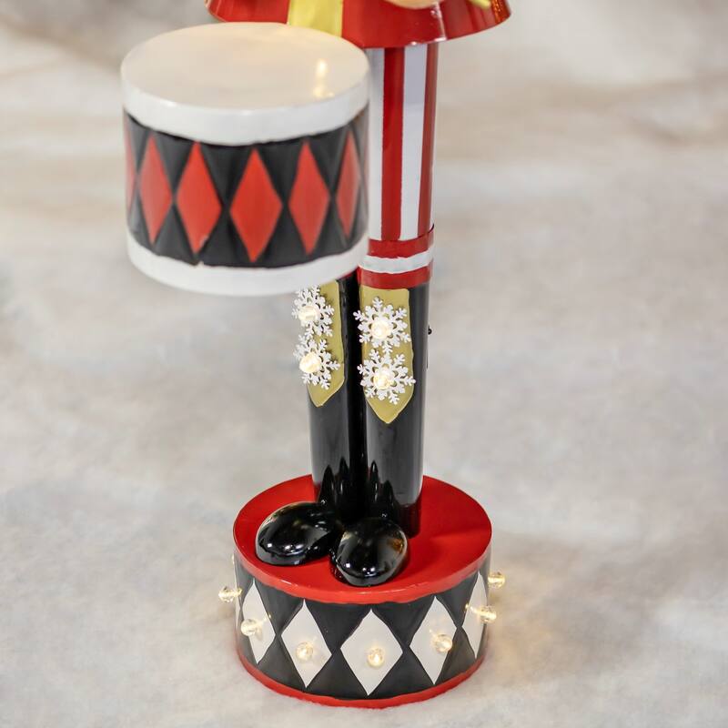 Large Iron Christmas Nutcracker "George" with Drum & LED Lights
