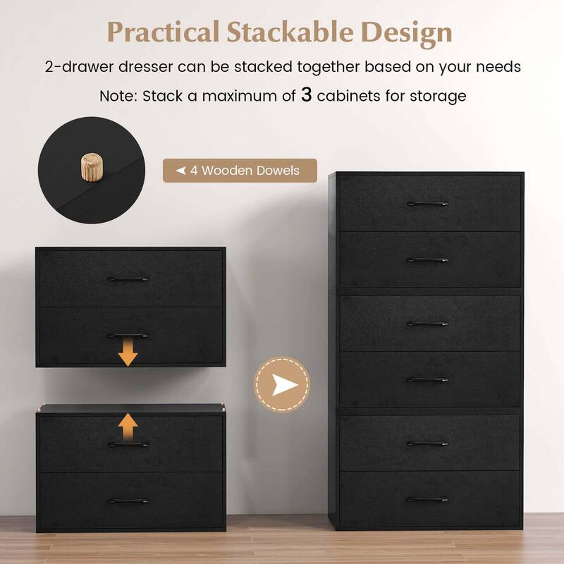 Costway 2-Drawer Dresser Stackable Horizontal Storage Organizer - See Details