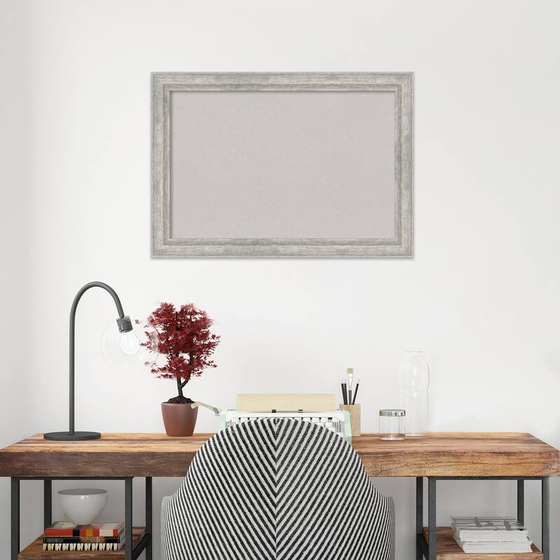 Angled Silver Wood Framed Grey Corkboard Bulletin Board, Organization Board, Pin Board