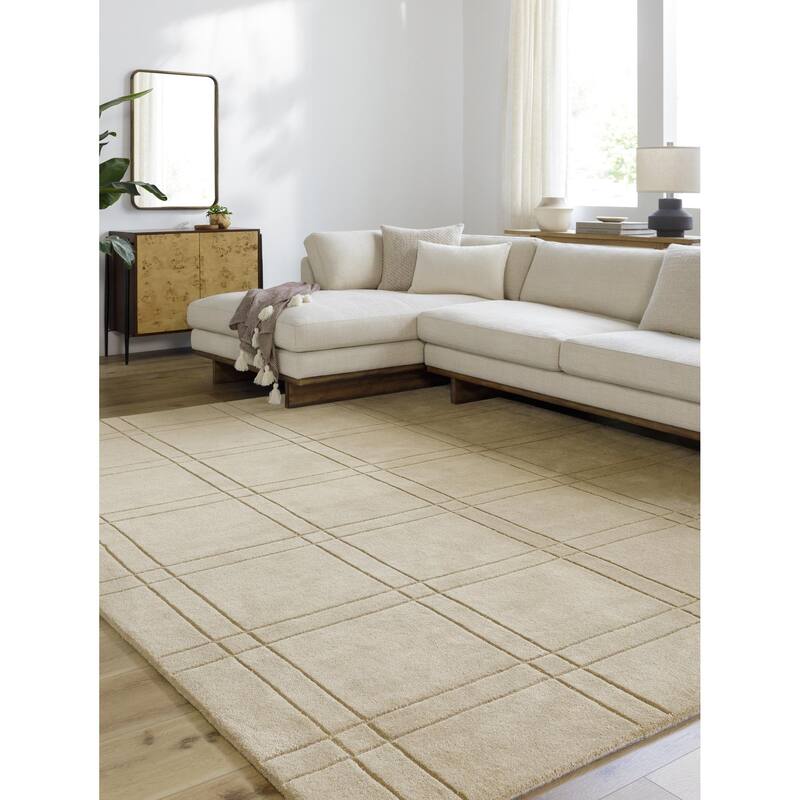 Keshaun Casual Solid Color Wool Area Rug - Brown - 8' x 10'