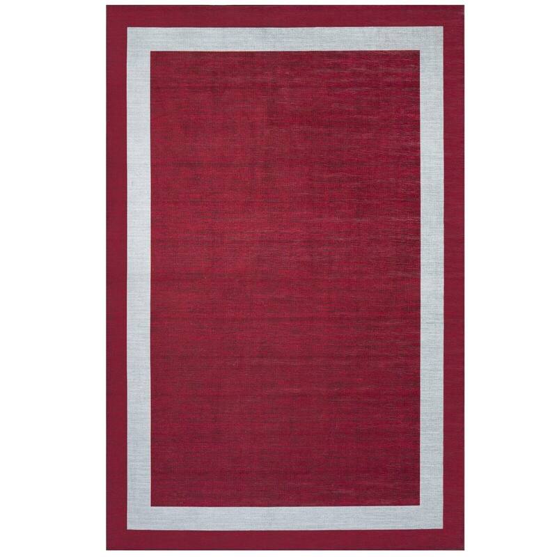 Machine Washable Area Rug With Non Slip Backing - Everest Geometric Modern Border Design