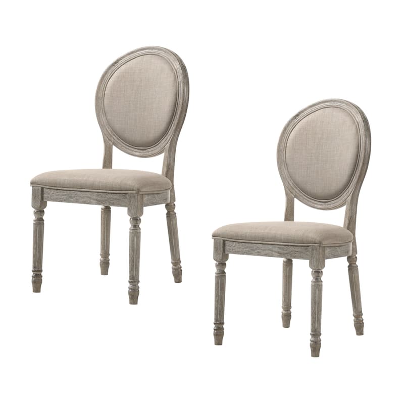 HomeRoots Set of Two Tan and Oak Upholstered Fabric King Louis Back Dining Side Chairs - 20 in. x 40 in. x 22 in.