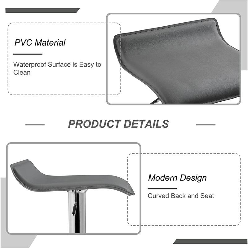 VECELO Barstools, Adjustable Height Faux Leather Backless Modern Swivel Bar Stools (Set of 2/Set of 4) -Five Color Options