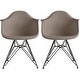 preview thumbnail 26 of 24, 2xhome Set of 2 Color Modern Arm Chairs For Dining Room Kitchen Solid Molded Plastic Seat Dark Black Wire Eiffel Legs DSW