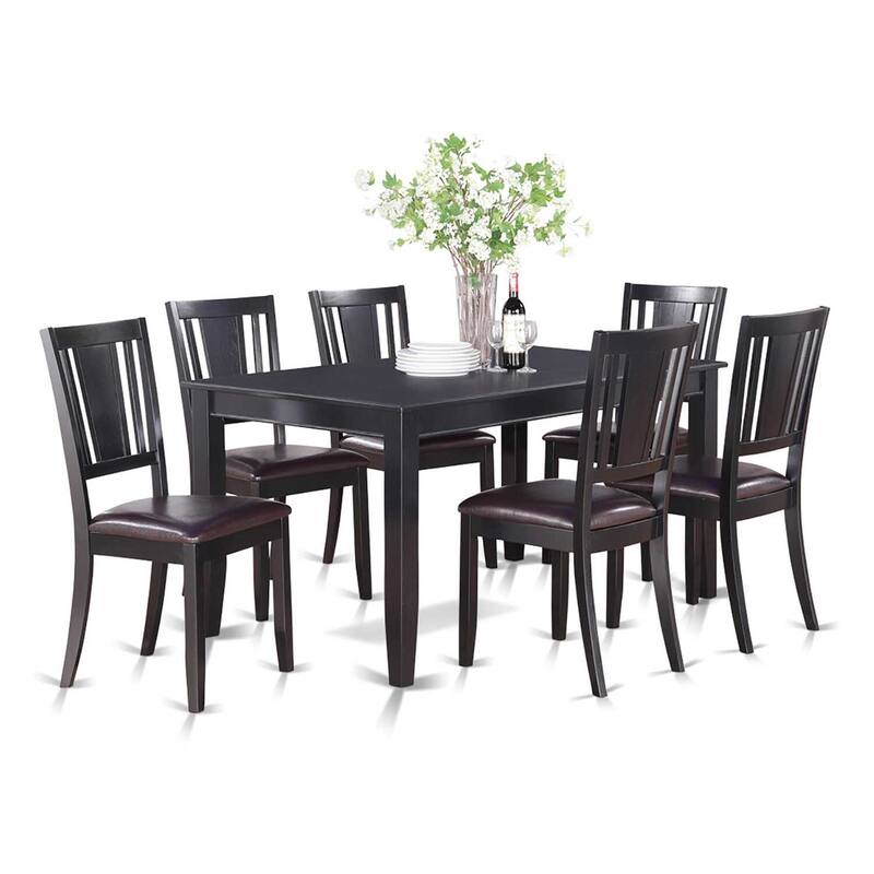 Dining Room Set 7 Piece Rectangular Table Asian Timber Chairs Luxury Design