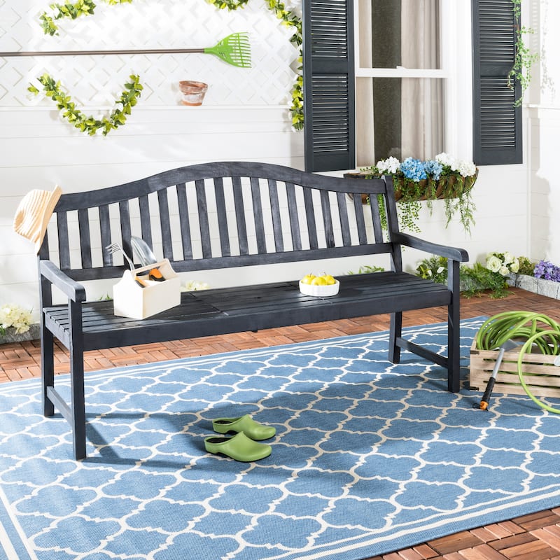 SAFAVIEH Outdoor Graciela Bench - 63Wx25Dx38H - Dark Slate Grey