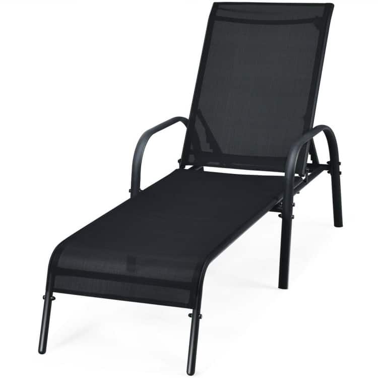 Adjustable Patio Chaise Folding Lounge Chair with Backrest - 75.5" x 26" x 24.5" (L x W x H)