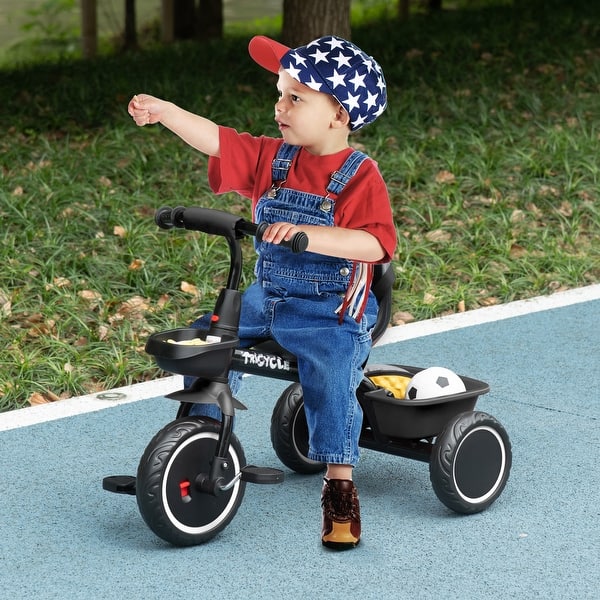 slide 2 of 9, Qaba Tricycle for Toddlers Age 2-5 with Adjustable Seat, Toddler Bike with Storage Baskets for Girls and Boys 2-4 Years