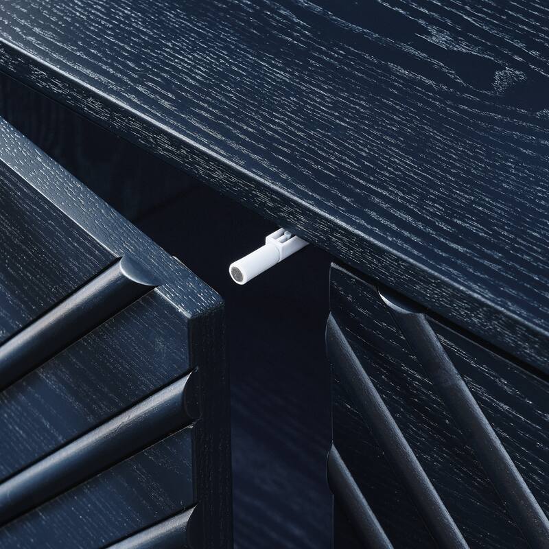 Buffet Cabinet with Storage, Farmhouse Fluted Sideboard with Geometric Pattern & Adjustable Shelves