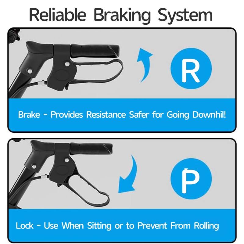 Matinal Foldable Rollator Walkers with Seat for Seniors, 350 lb Capacity, 8'' Big Wheels, 6-Position Height