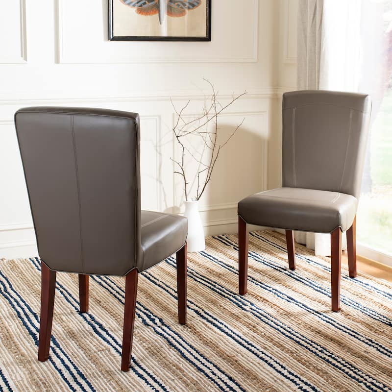 SAFAVIEH Suzie Parsons Brown Marbled Leather Dining Chair (Set of 2) - 20.3" x 24.8" x 39.4" - 20Wx25Dx39H - Clay