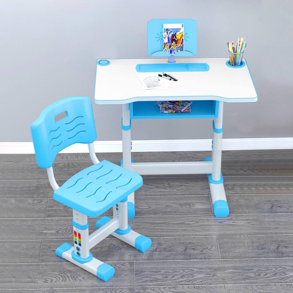 Student Study Desk Chair Set Bookstand Stationery Organizer Ergonomic Relief Seat Storage Drawer Writing Drawing Reading