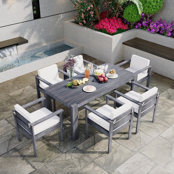 bed bath and beyond patio dining set with umbrellas 7-Piece Outdoor Dining Set with Umbrella Hole - On Sale - Bed Bath & Beyond