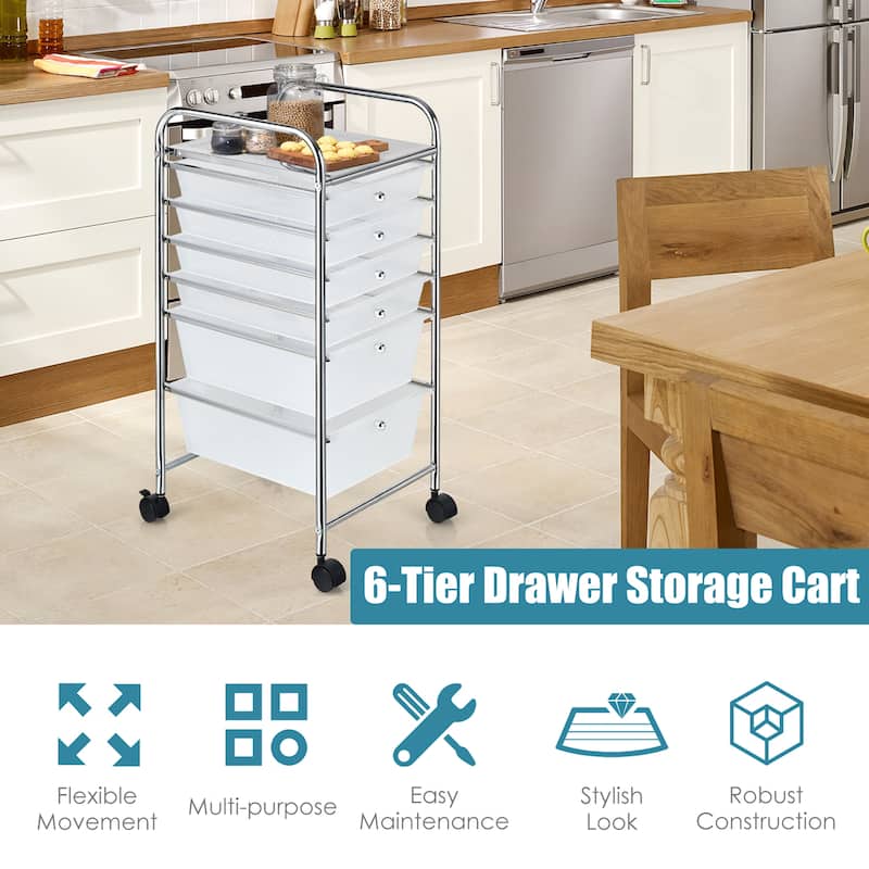 Costway 6 Drawer Rolling Storage Cart Scrapbook Paper Office Organizer - See details