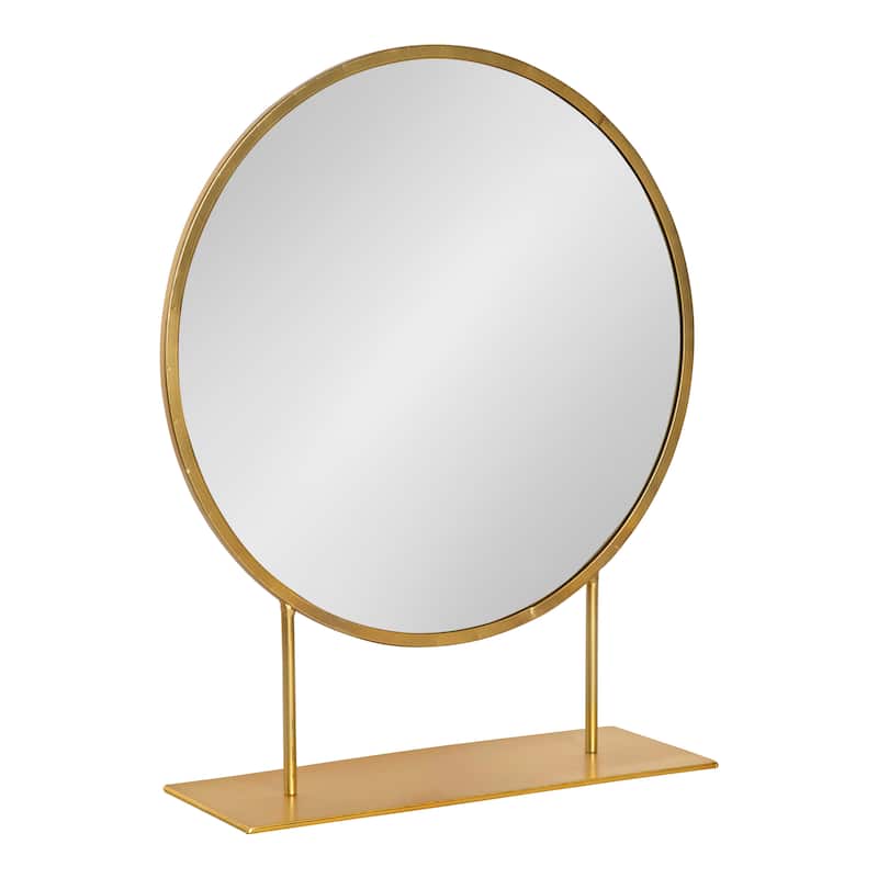 Kate and Laurel Rouen Round Metal Table Mirror - 18x22 - Gold