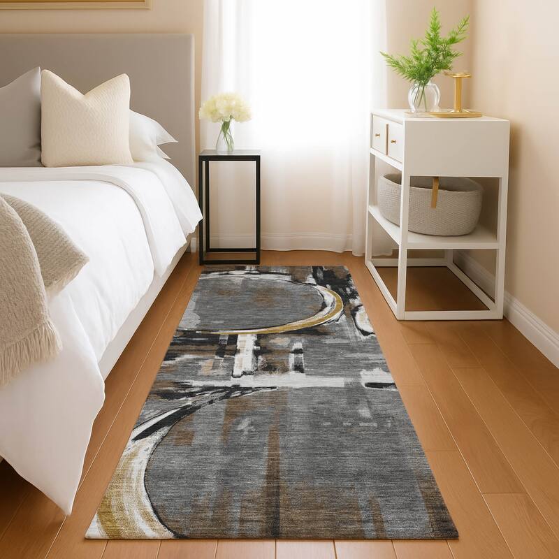 Machine Washable Indoor/ Outdoor Modern Erie Chantille Rug