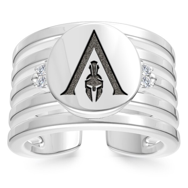 Shop Assassin S Creed Odyssey Engraved Sterling Silver Diamond Multiband Cuff Ring On Sale Overstock 29914560
