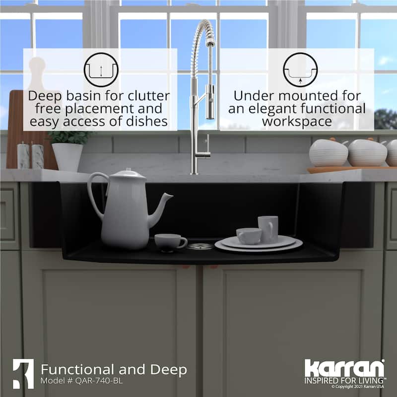 Karran Retrofit Farmhouse Quartz Single Bowl Kitchen Sink Kit