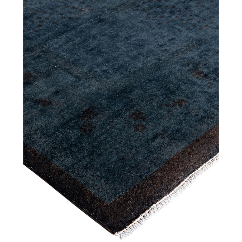 Overdyed One-of-a-Kind Hand-Knotted Area Rug - Black - 12' 6" x 16' 0"