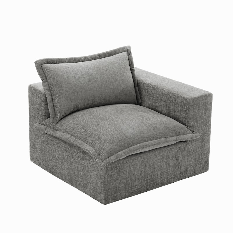 Chenille L-Shaped Modular Sectional Sofa Comfy Cloud Couch For Living Room