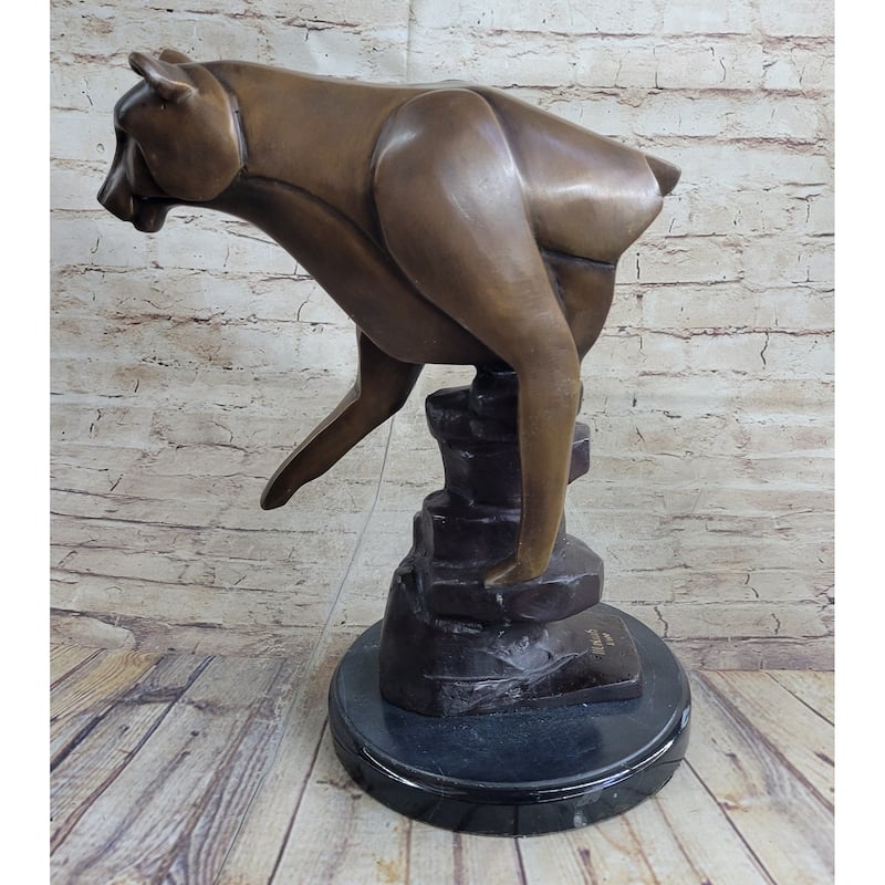 Limited Edition Marius Cougar Female Lion Bronze Sculpture Marble Statue Figurine