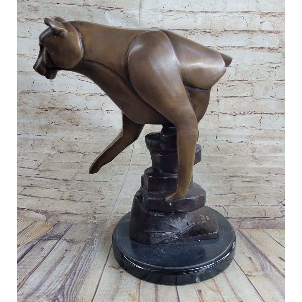 Limited Edition Marius Cougar Female Lion Bronze Sculpture Marble Statue Figurine