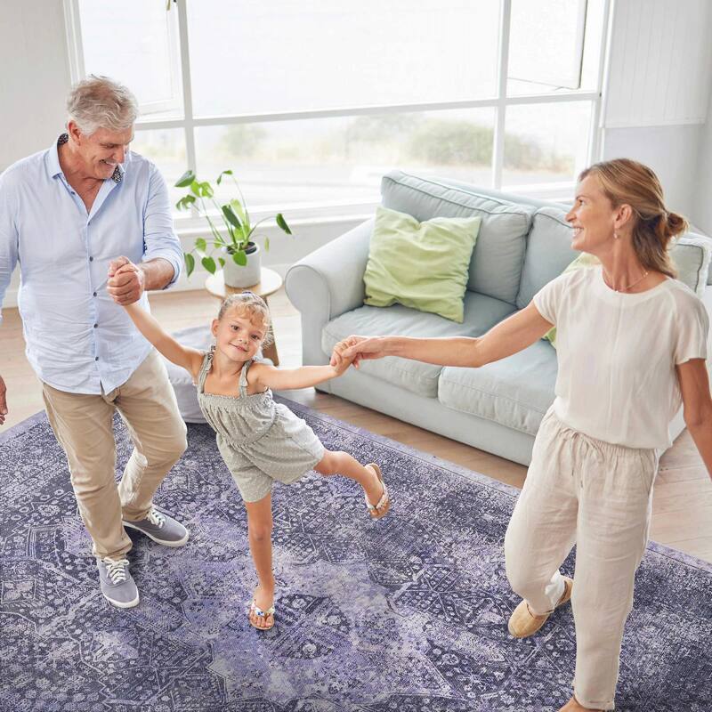 MAVAL Anthracite Washable Non-Shedding Area Rug