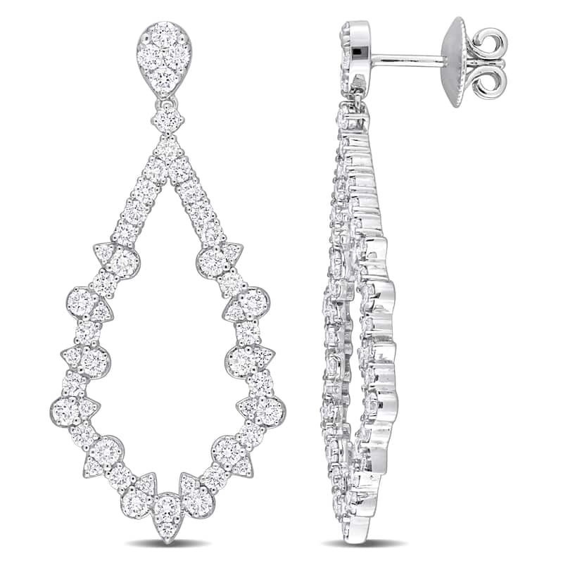 Miadora 2 1/2ct TDW Diamond Dangle Drop Earrings in 14k White Gold