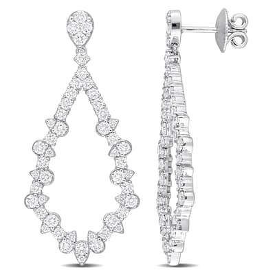 Miadora 2 1/2ct TDW Diamond Dangle Drop Earrings in 14k White Gold