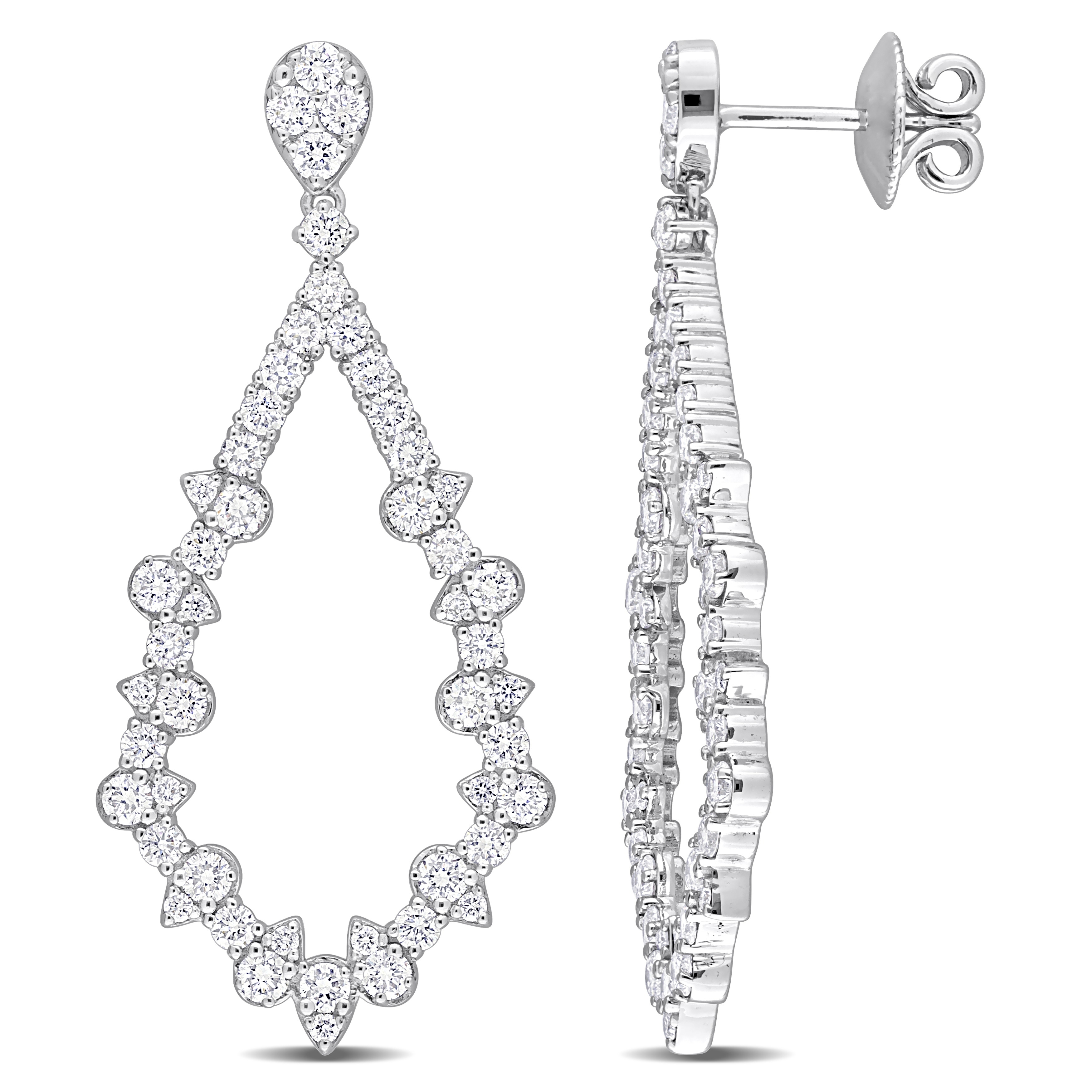 Miadora 2 1/2ct TDW Diamond Dangle Drop Earrings in 14k White Gold