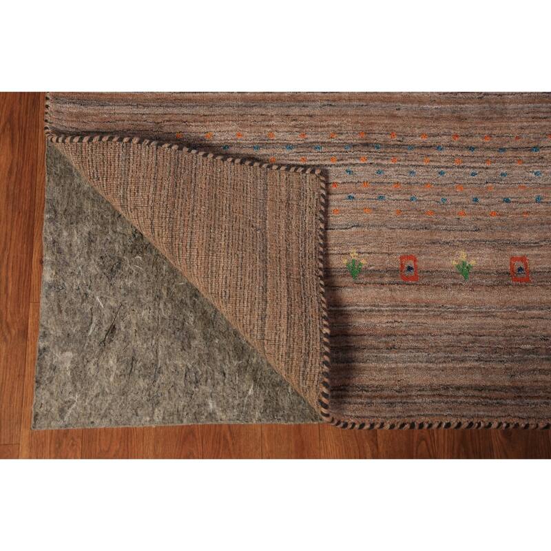 Brown Gabbeh Area Rug Handmade Tribal Oriental Wool Carpet - 8'2" x 9'10"