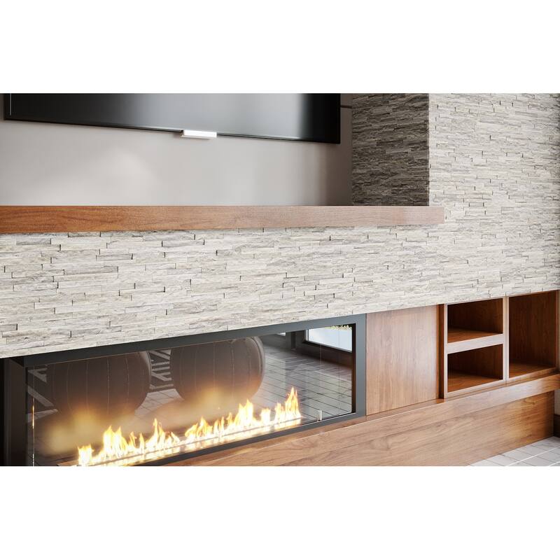 Slender Strip 3 in. x 12 in. Panel and 3 in. x 12 in. Corner Marble Wall Tile