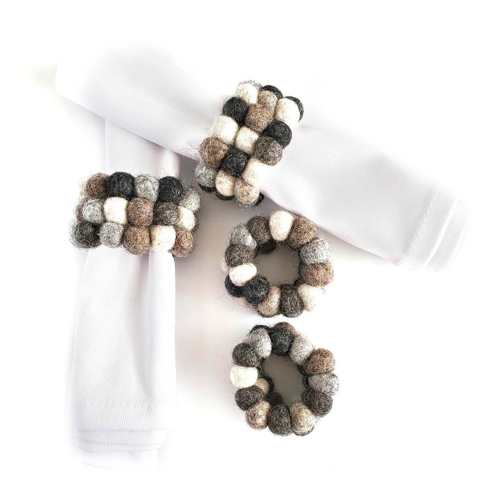 Felt Three Strand Napkin Rings, Set of 4